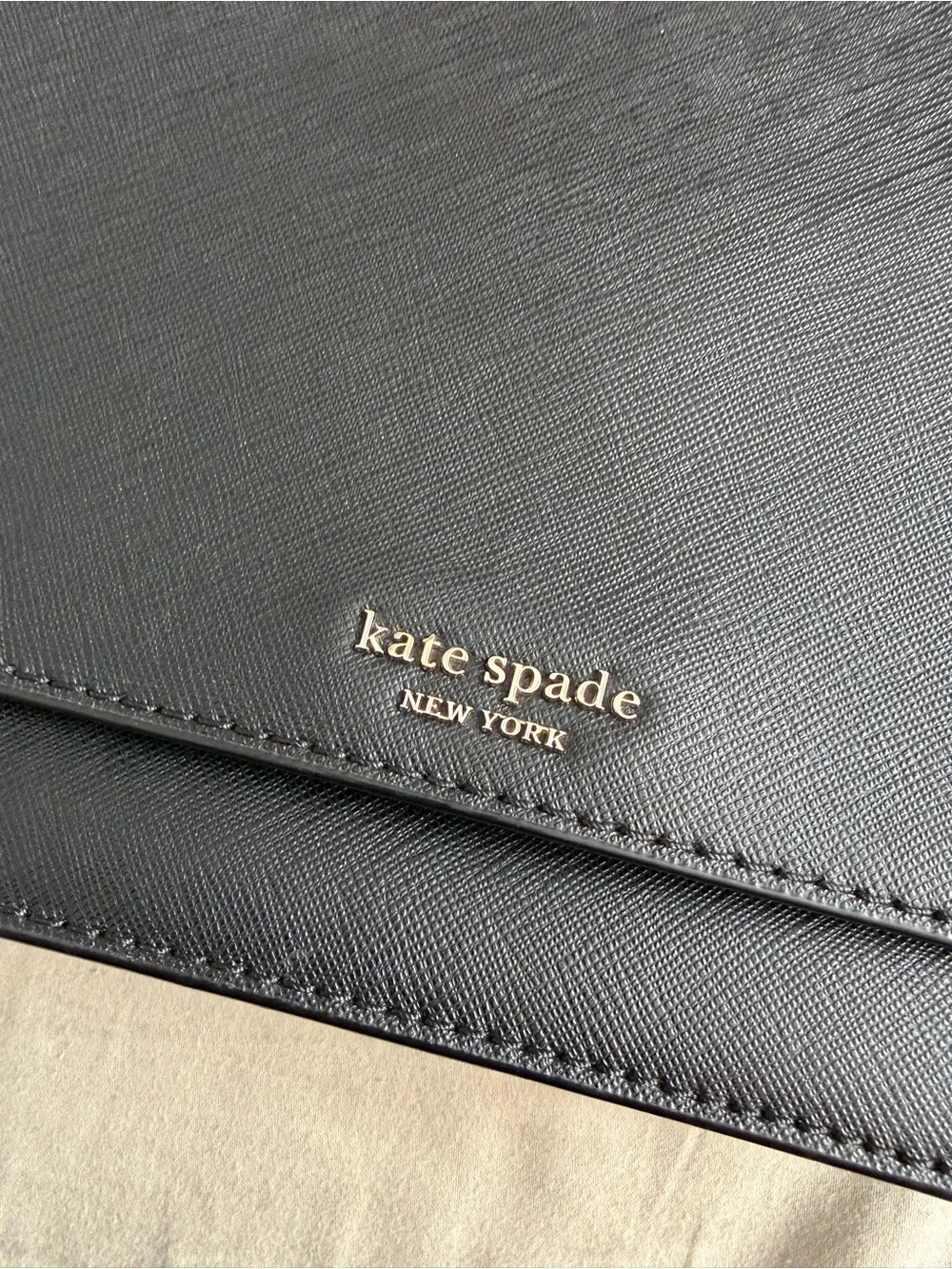 kate spade small Black Leather Shoulder Bag with silver Chain